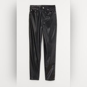 H&M Croc Embossed Faux Leather Pants Black High Rise Ankle Size 8